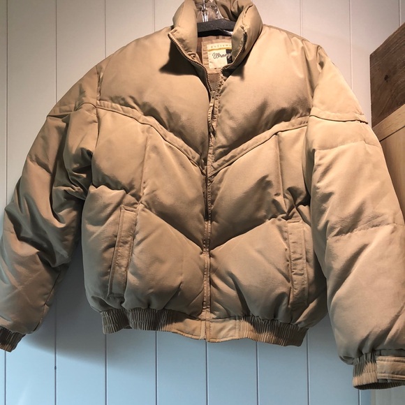 Wrangler outerwear puff jacket in khaki very fluffy warm zip front w pockets M - Picture 1 of 9